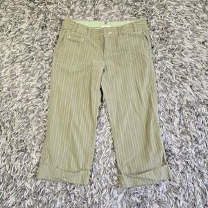 American Eagle Outfitters Capri Pants Womens Size 4 Green Striped Cotton Summer